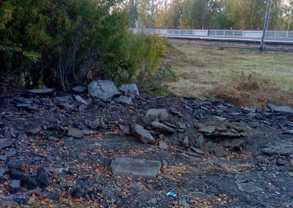 Железнодорожники выкинули старый асфальт в ближайший лес. Обещают убрать