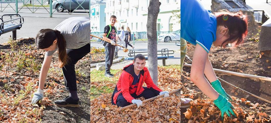 Волонтеры убрали территорию возле памятника Попову
